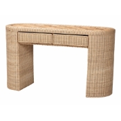 bali & pari Mimi Natural Rattan Checkered Console Table with Drawer